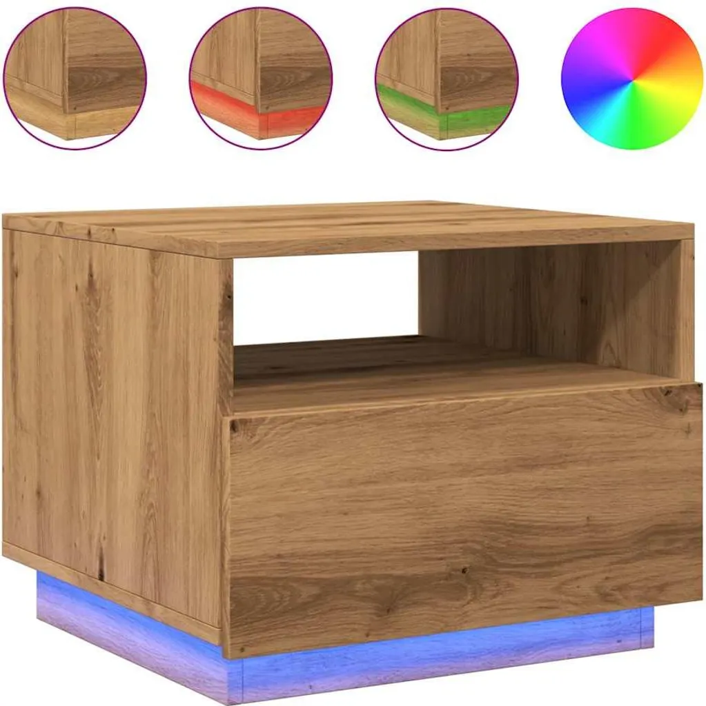 Tavolino LED Rovere 50x49x40 cm: Arredo Hi-Tech per Salotto Moderno