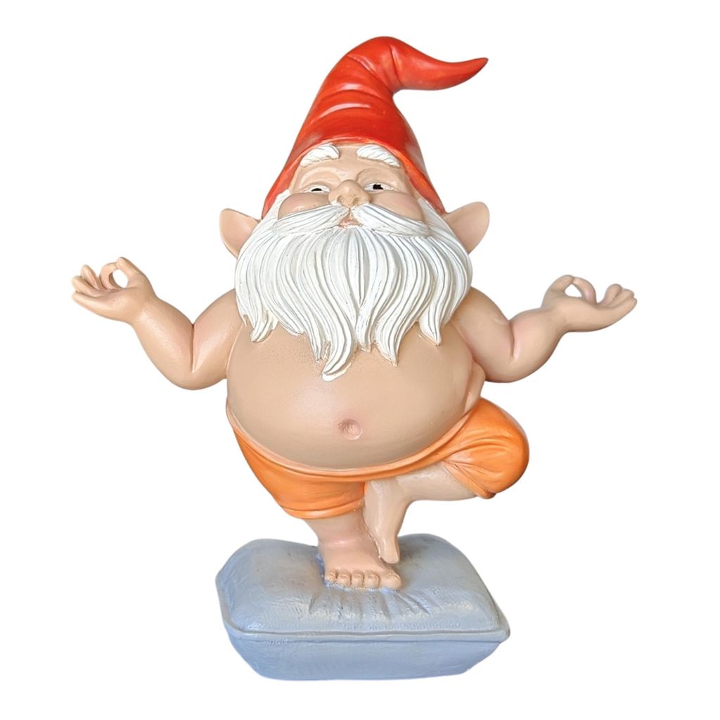 Yoga Gartenzwerg 20cm - Zen Meditation Figur mit Buddha Bauch, Wetterfest Garten Deko für Innen Außen, Lustige Zwerg Geschenk für Frauen Männer