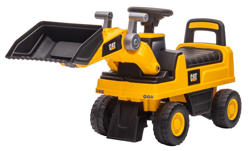 Rutschauto Bagger CAT gelb-schwarz mit Hupe und beweglichem Produktbild 