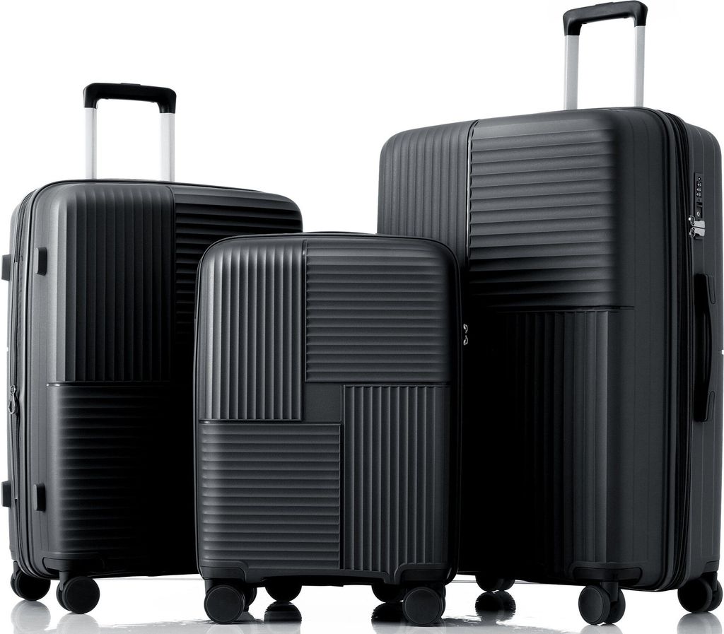 Fortuna Lai Trolleyset, 4 Rollen, (3 tlg), Handgepäck Trolley Koffer Set PP-Gepäck Reisekoffer Erweiterung,Strapazierfähig, Mit Innenfächern un...
