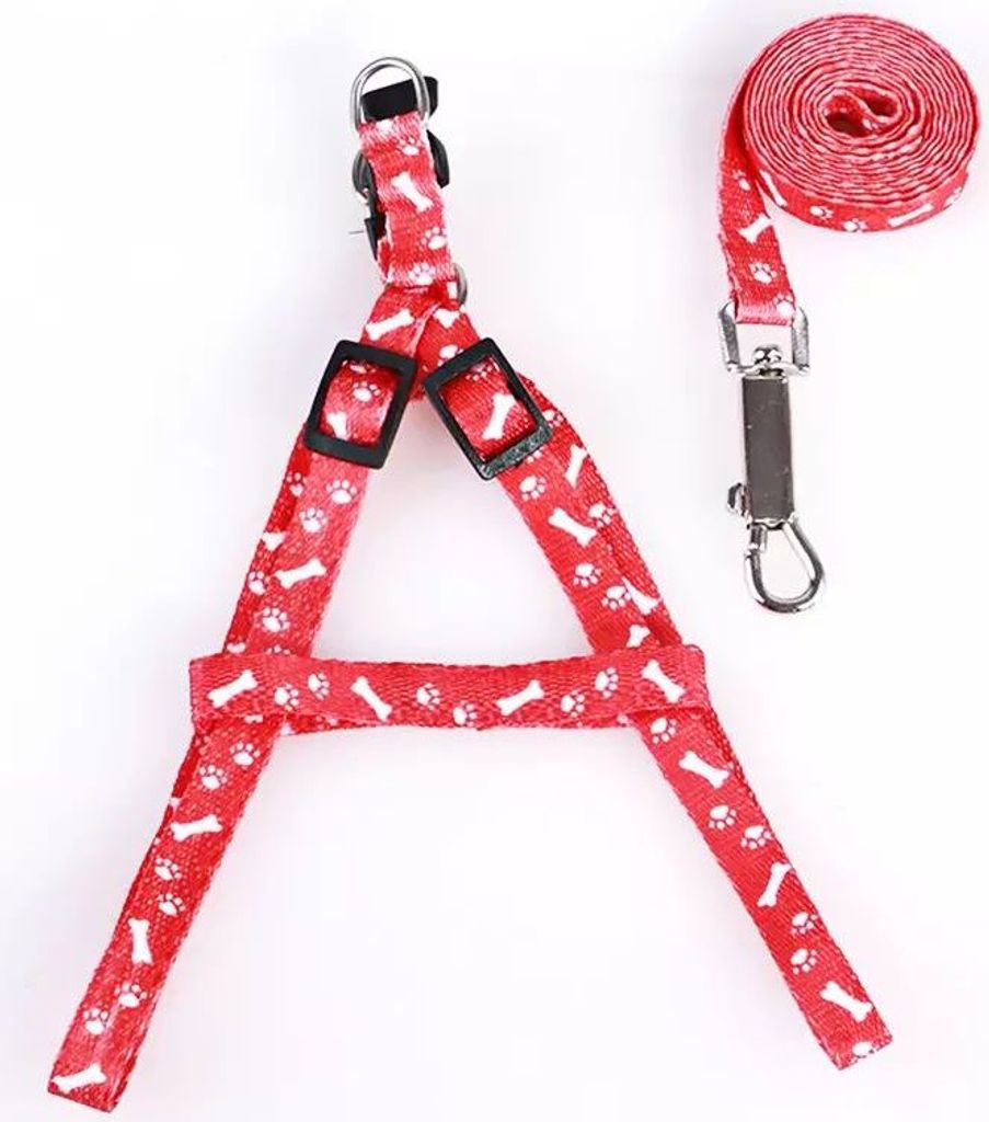 Geschirr mit Leine für Hund und Katze 150/2cm Rot