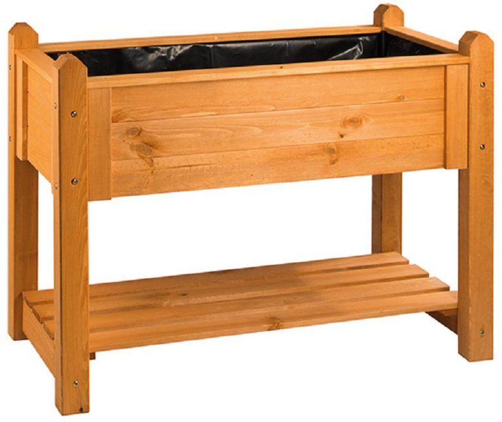 Hochbeet Premium mit Rollen aus Kiefernholz, Honig, 114 x 60 x 84,4 cm