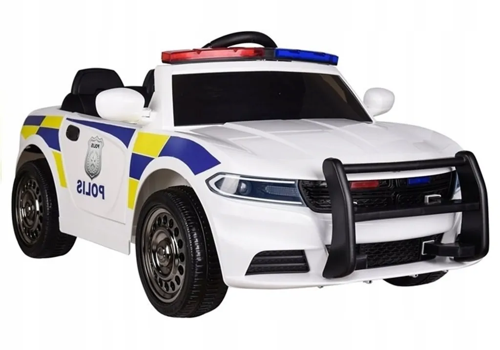 Voiture de police blanche à batterie pour jeu extérieur de 3 à 8 ans