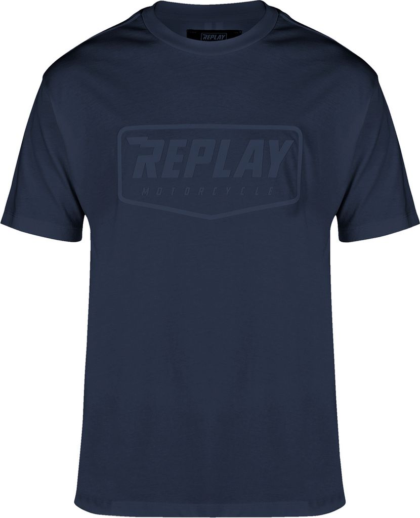 Replay Logo T-Shirt, dunkelblau, S