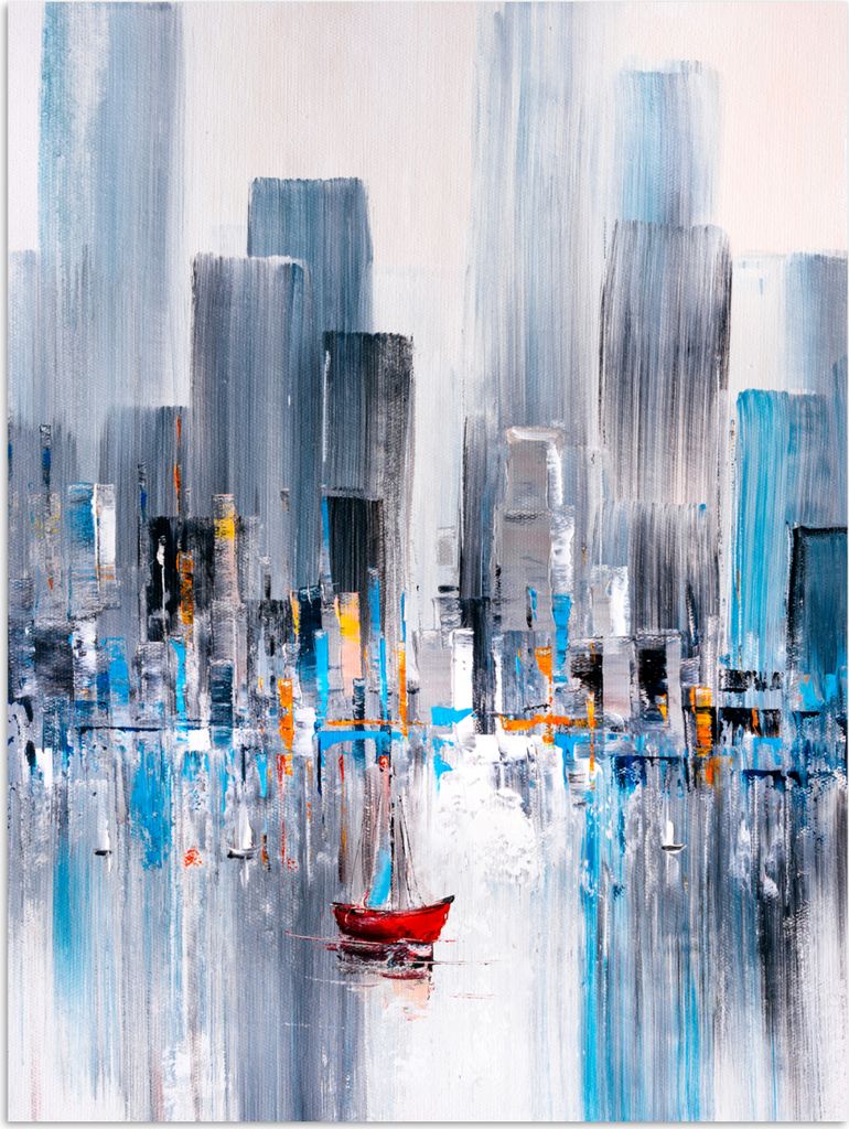 MuchoWow Poster New York - Manhattan - Ölfarbe 90x120 cm - Wohnzimmer