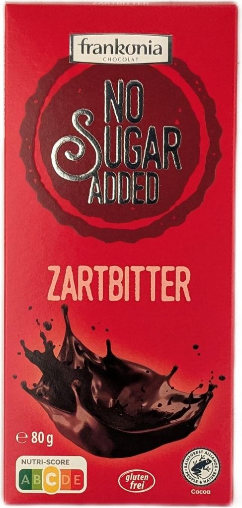 A red chocolate bar wrapper with text and graphics.