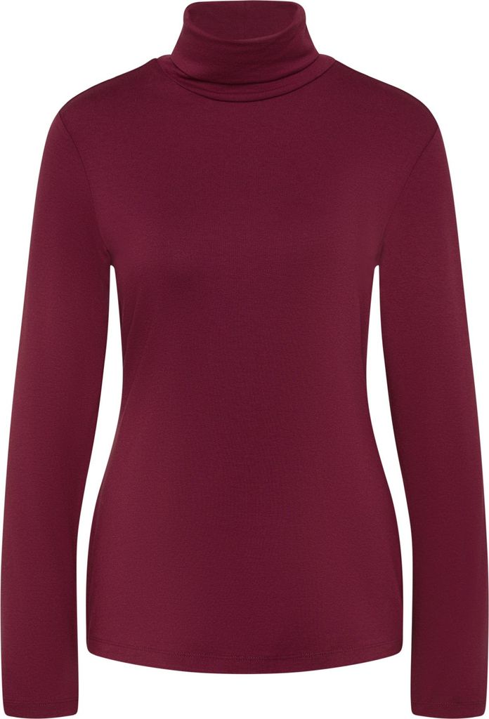 Figurbetontes Rotes Rollkragen T-Shirt langärmelig aus Jersey Größe 44