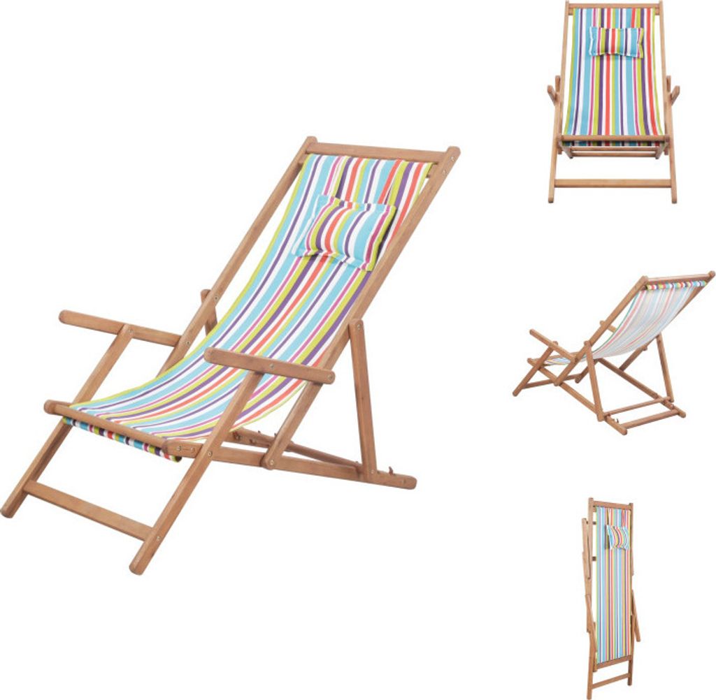 vidaXL Klappbarer Strandstuhl Stoff und Holzrahmen Produktbild 