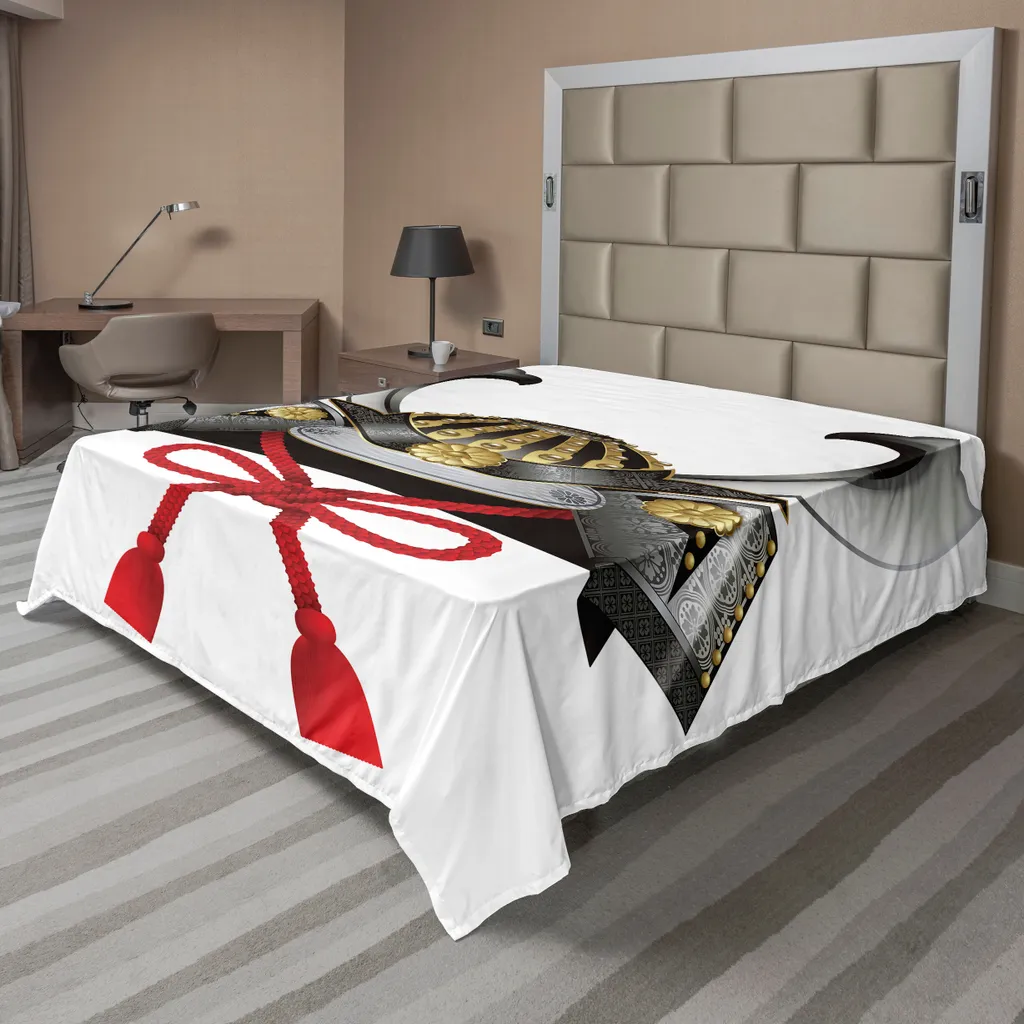 Lenzuolo Piano ABAKUHAUS Kabuto Giapponese 244x205 Morbido Grigio