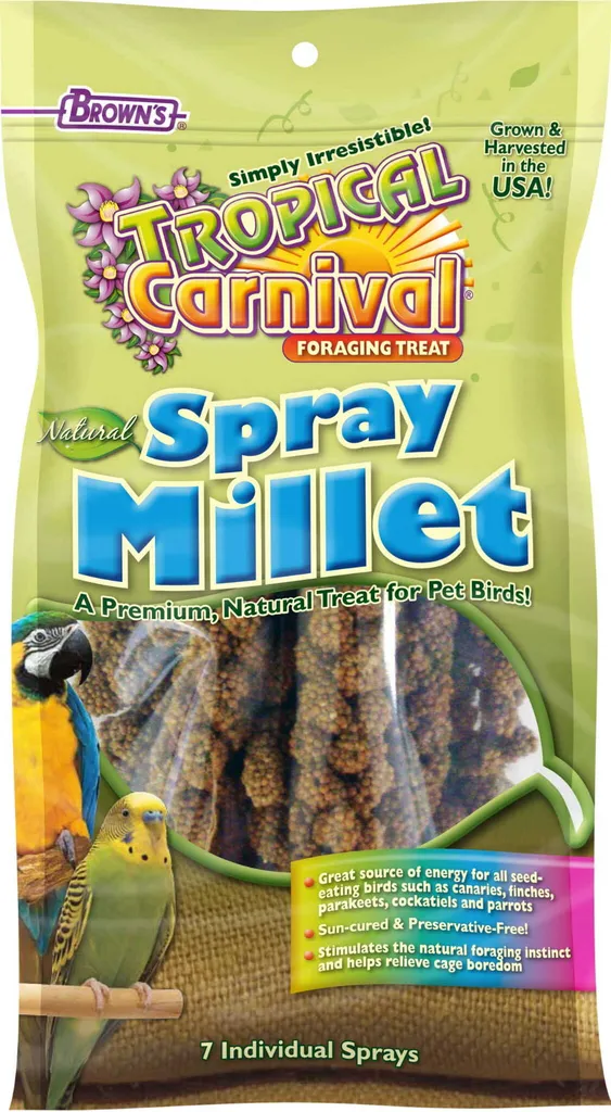 Spighe di Miglio Naturali Tropical Carnival - 7 Rami per il Tuo Pet
