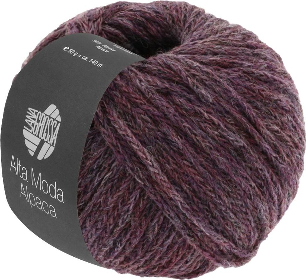 Lana Grossa - Alta Moda Alpaca 0020 brombeer/grau meliert Produktbild 