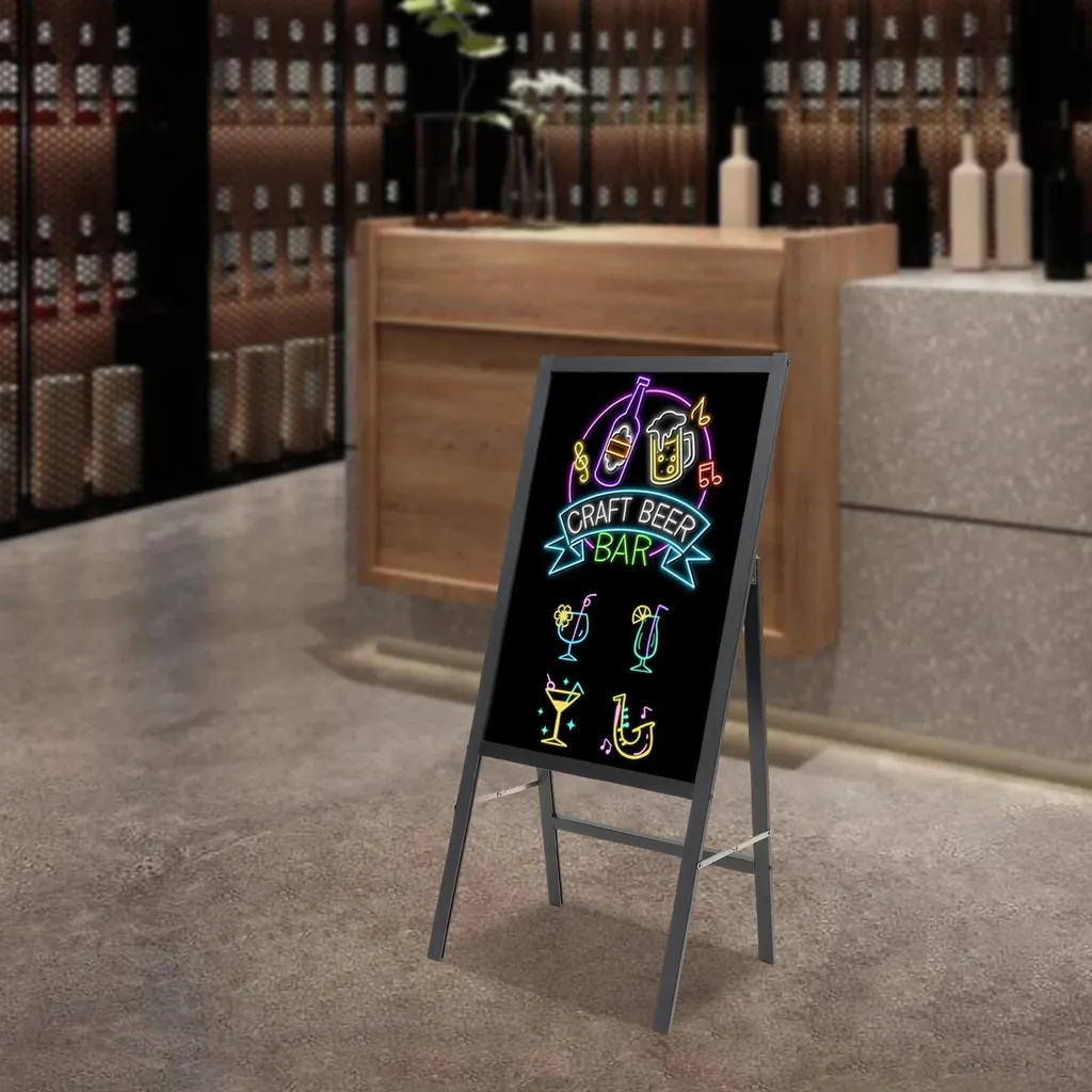 Tableau de menu LED noir 40x60cm pour restaurant et commerce pro