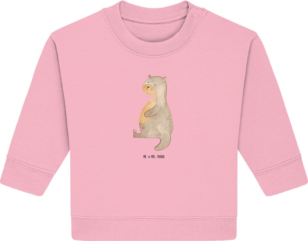 Mr. & Mrs. Panda Organic Baby Pullover Otter Bauch 24. - 36. Monat - Baumwolle Pink - Geschenk, Seeotter See, voll Gefuttert, Essen. Foodlover, Sat...