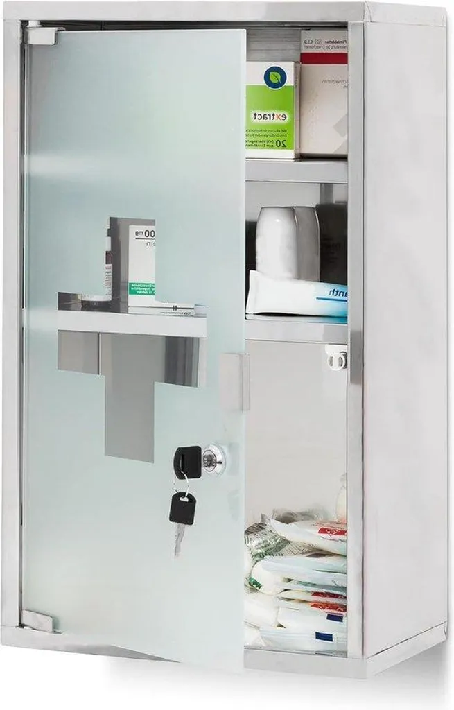 Rangement pharmacie pour salle de bain 18 cm argenté gain de place