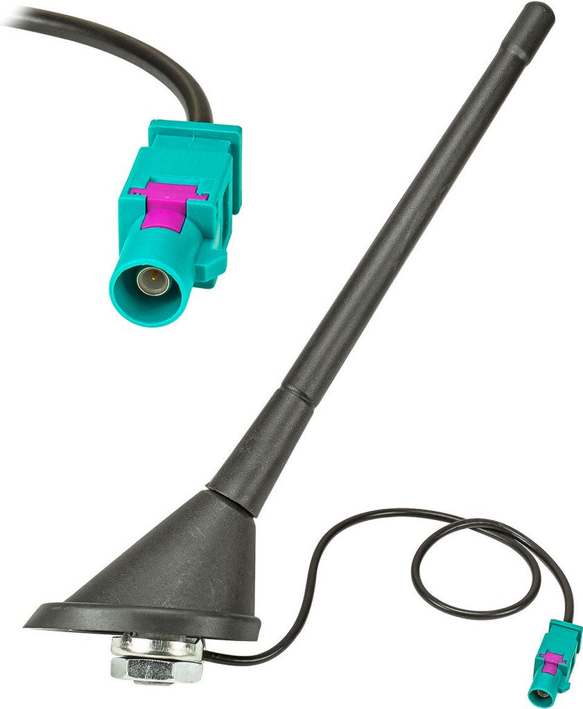 Fakra Antenne Dachantenne im 16V Design mit Verstärker kompatibel mit Audi Skoda VW 72 Grad Stab 17,5cm