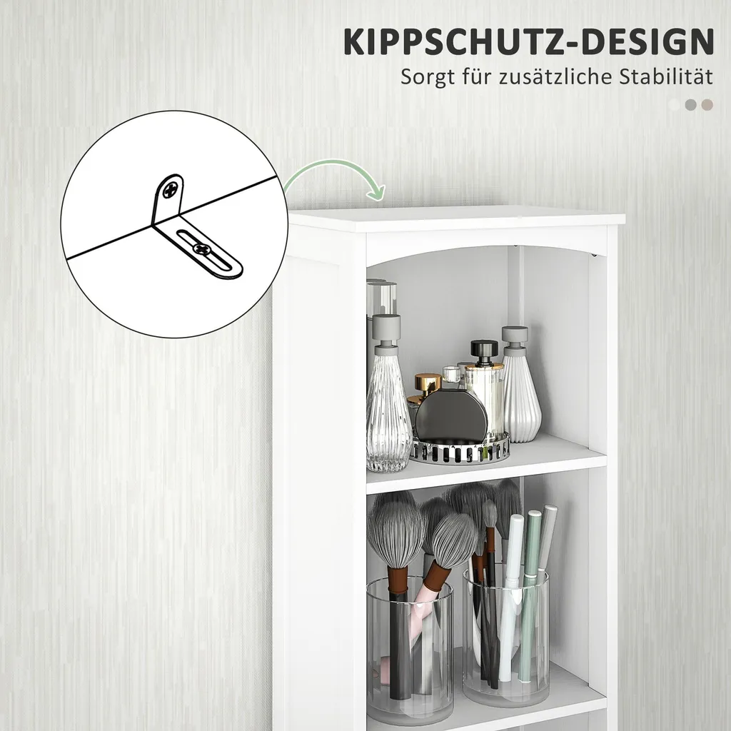Scaffale Bagno Alto Fortuna Lai MDF Bianco 34x24x170,5cm Salvaspazio - 6