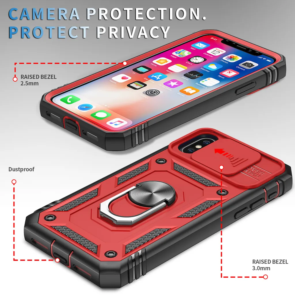 SORAKA Custodia IPhone X/XS Con Anello Invisibile E Piastra Magnetica, Antiurto Grado Militare, Protezione Cadute 3m