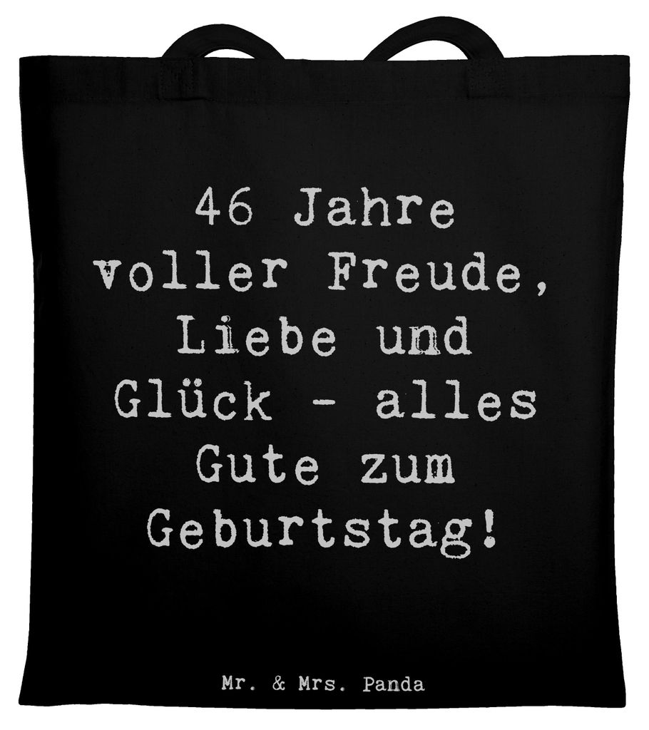 Mr. & Mrs. Panda Schultasche Spruch 46. Geburtstag - Schwarz - Geschenk, Happy Birthday, Geburtstagsgeschenk, Alter, Tote Bag, Shopping Tasche, Jub...