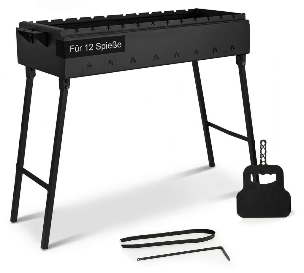 Klappbar Mangal Stahl 2,0mm für 12 Spieße 80cm  Grillfächer Produktbild 
