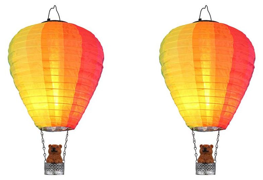 2x LED Solarleuchte, Heißluftballon, Feuer Effekt, IP44