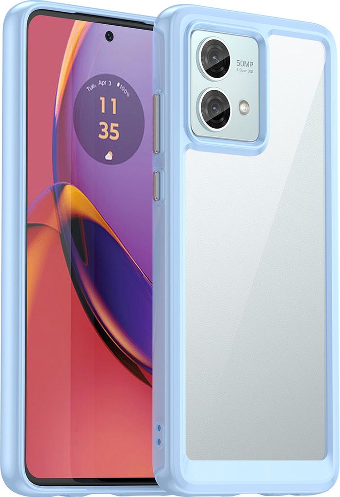 Schutzhülle für Motorola Moto G84 Klar Rückseite Stoßfeste TPU Silikon Bumper Hülle Blau