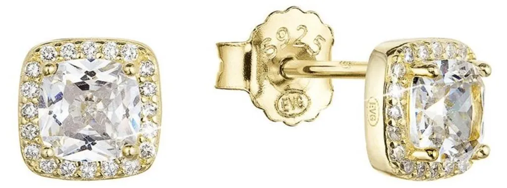 Boucles d'oreilles chic plaqué or et zircons 11438,1 pour mariage