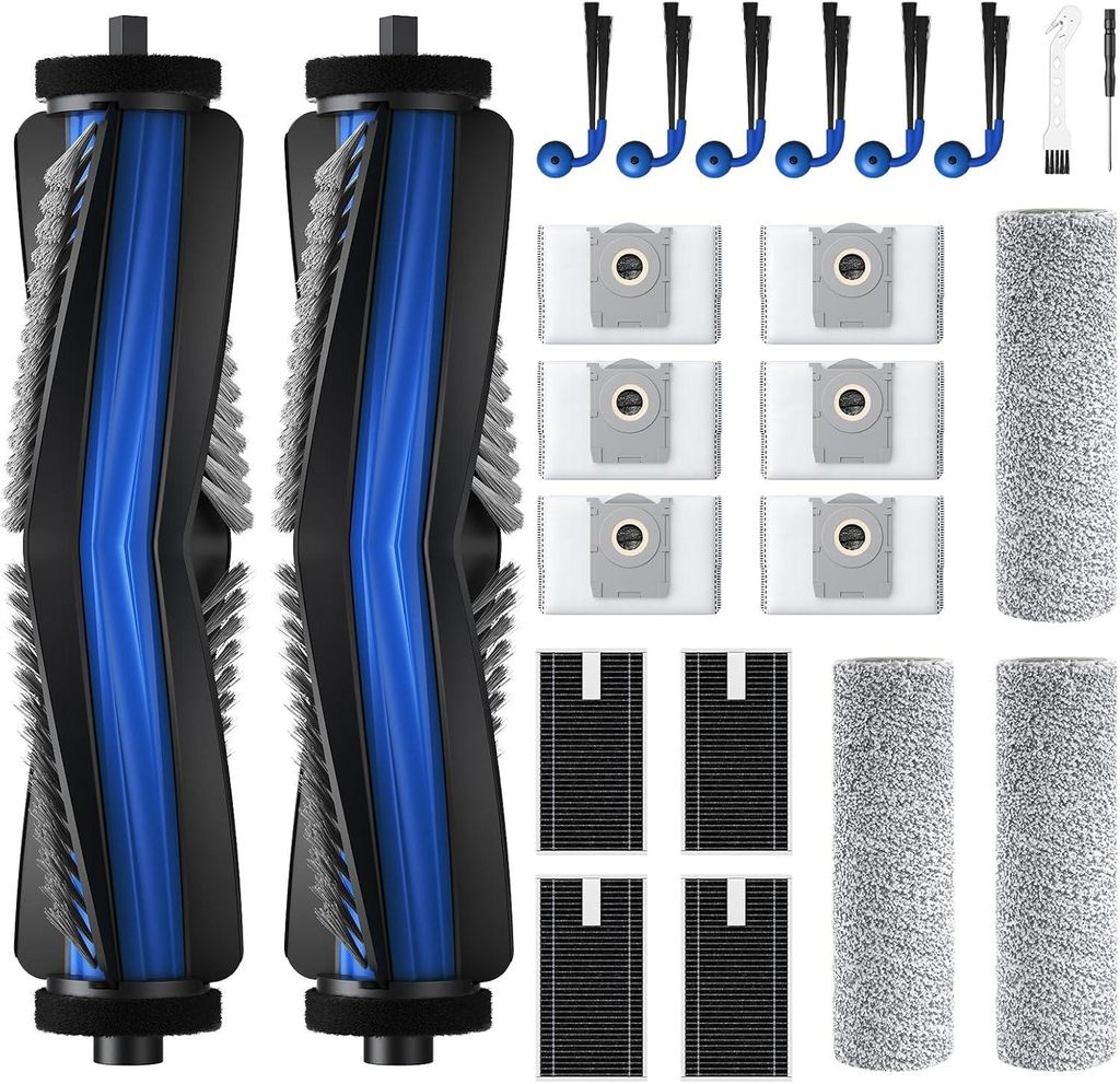 23 Stück Zubehör für ECOVACS DEEBOT X9 PRO Omni Saugroboter,Ersatzteile mit 2 Hauptbürste, 6 Staubbeutel, 3 Wischwalze, 4 Filter, 6 Seitenbürs...