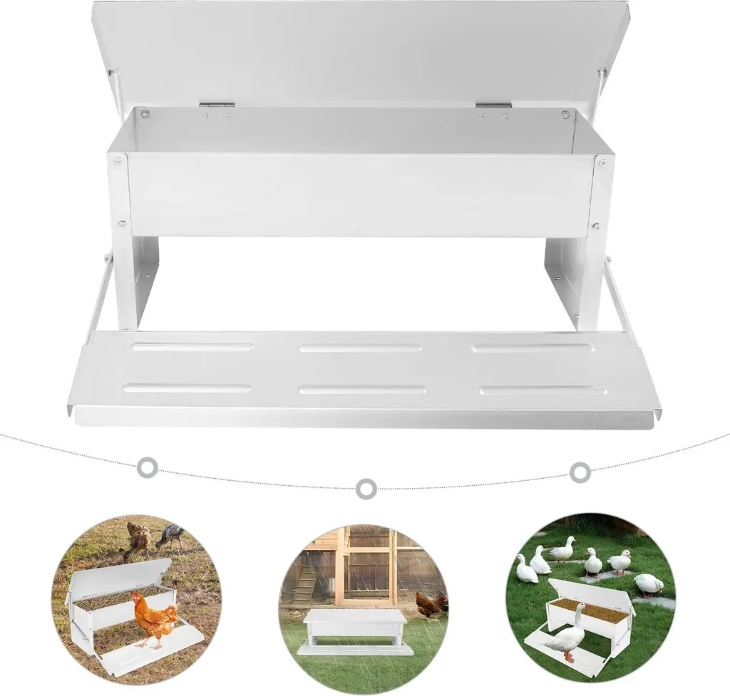 Mangiatoia a Pedale Pollame 5kg | Efficienza Operativa Acciaio Inox - 1