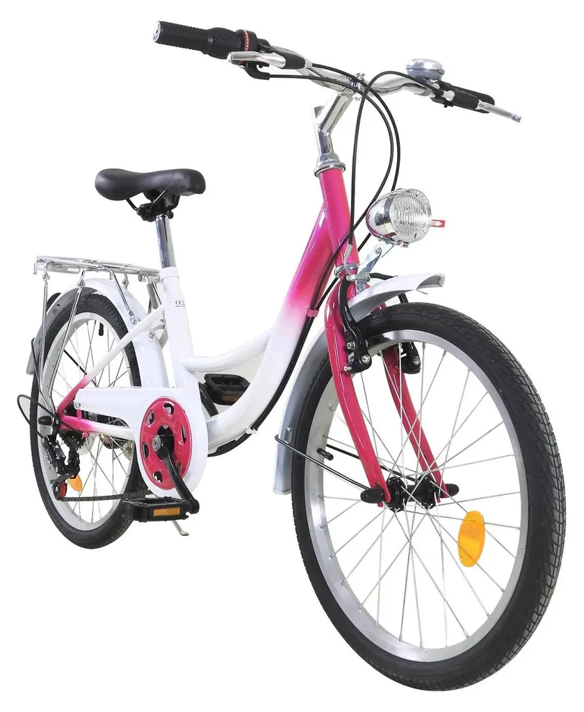 Vélo fille rose 20 pouces cadre acier carbone et 6 vitesses Shimano