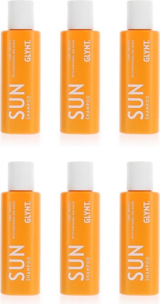 Glynt Sun Shampoo 6 x 100 ml Care & Protect Panthenol & Agave Schutz & Regeneration Vegan Set