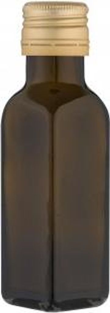 6x Glasflasche, eckig, grün, ca. 100 ml