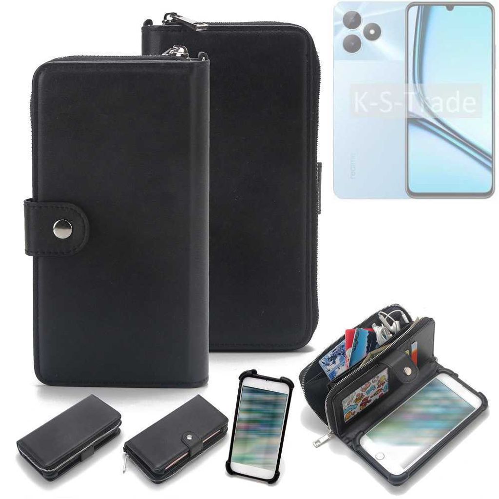 K-S-Trade 2in1 Handyhülle Schutzhülle kompatibel mit Realme Note 50 & Portemonnee Cover Handy Hülle Case Etui Geldbörse Wallet Bookstyle Hülle