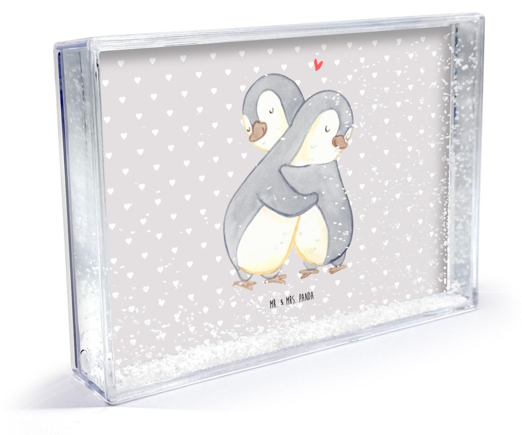 Mr. & Mrs. Panda Bilderrahmen Pinguine Kuscheln - Grau Pastell - Geschenk, für Frauen, dekoartikel, Hochzeitstag, Valentinstag, Objektrahmen, Foto...