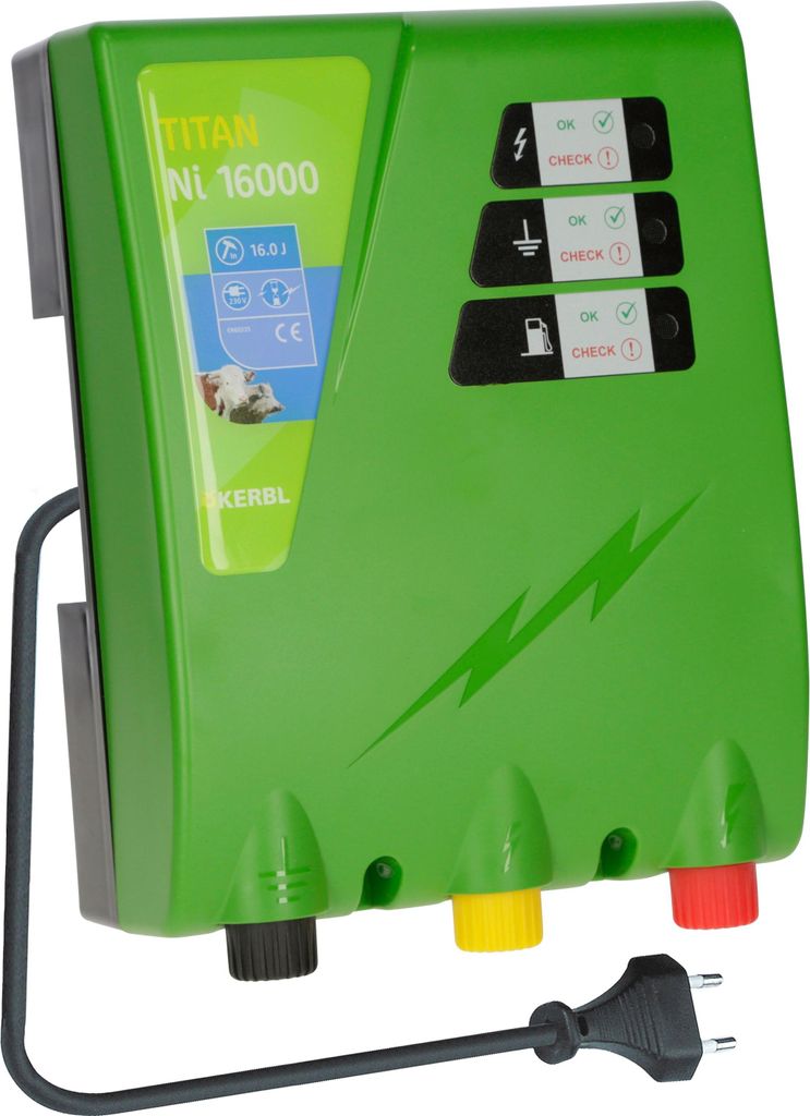 Kerbl Weidezaungerät Titan NI 16000, 16.0 J Weidezaun Gerät Stromversorgung Netzgerät 230V