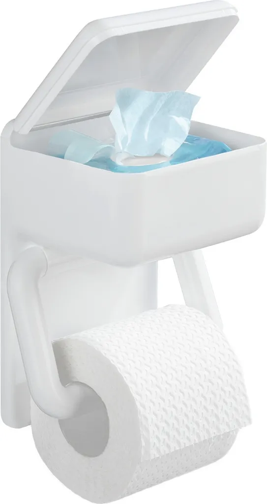 Maximex Porta Rotoli 2 in 1 Bianco con Ripiano per Carta Umida