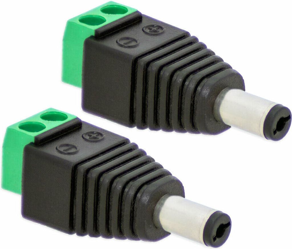 2X DC Stecker Hohlstecker 5,5 mm - 1,7mm Adapter > Terminal Block 2 Pin Schraubbar