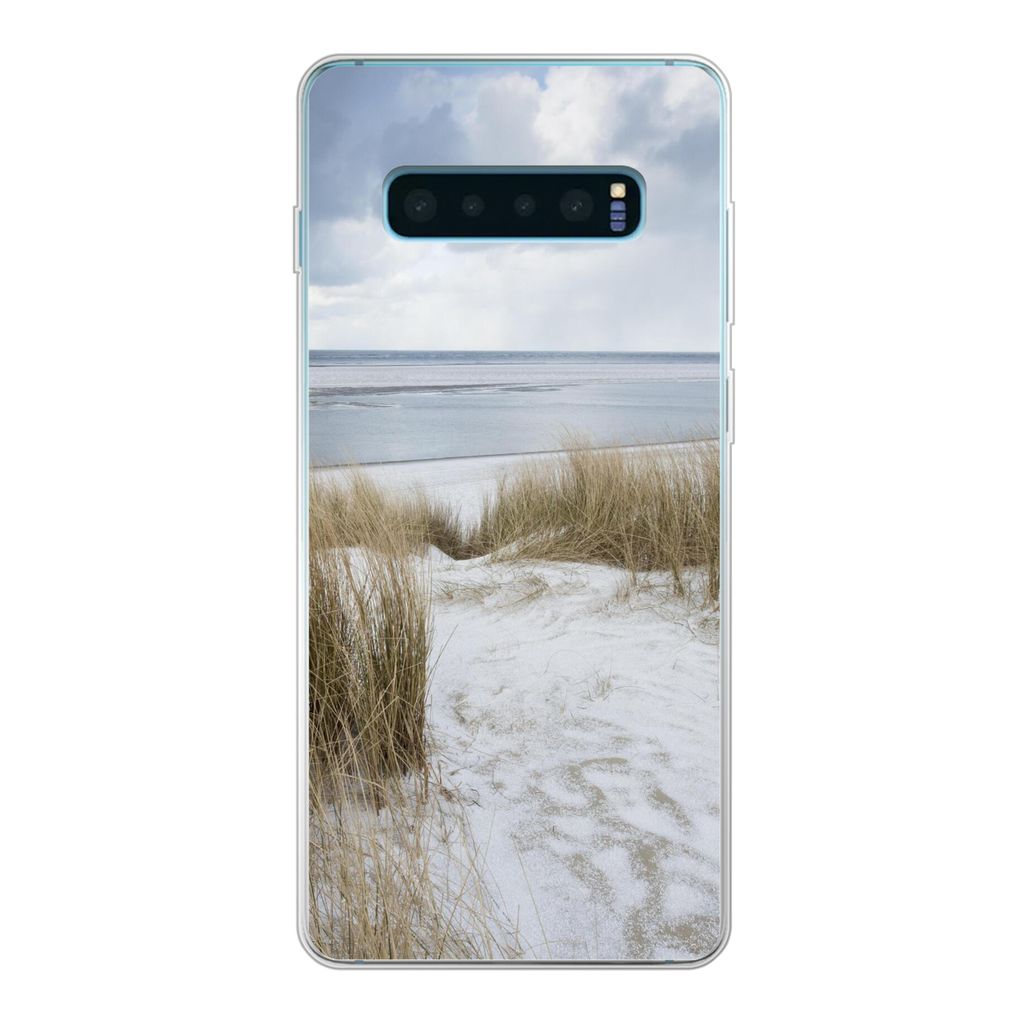 MuchoWow Handyhülle Schutzhülle Hülle für Samsung Galaxy S10 Plus Nordsee - Dünen - Wasser Silikon Softcase Handy Hülle - Schutzhülle