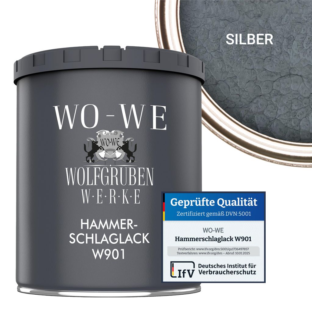 Hammerschlaglack Hammerschlag Effektlack Metallschutzlack W901 Silber - 750ml