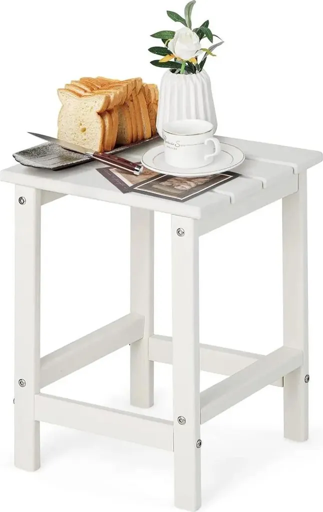 Table d'appoint blanche en plastique résistant aux UV pour le jardin