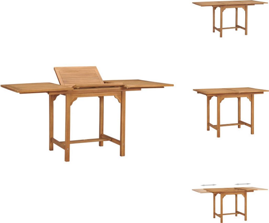vidaXL Ausziehbarer Gartentisch (110-160)×80×75 cm Massivholz Teak - Gartentische