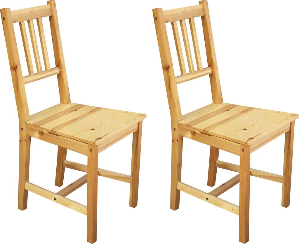 Möbilia Esszimmerstuhl 2er Set | Kiefer-Holz massiv | Produktbild 