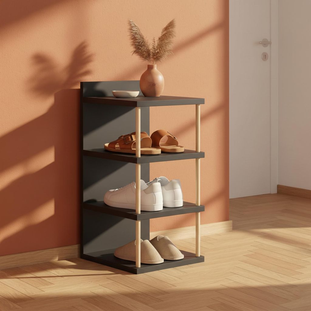 Schuhregal 4 Ebenen – Schuhständer Holz Flur Garderobe – Produktbild 