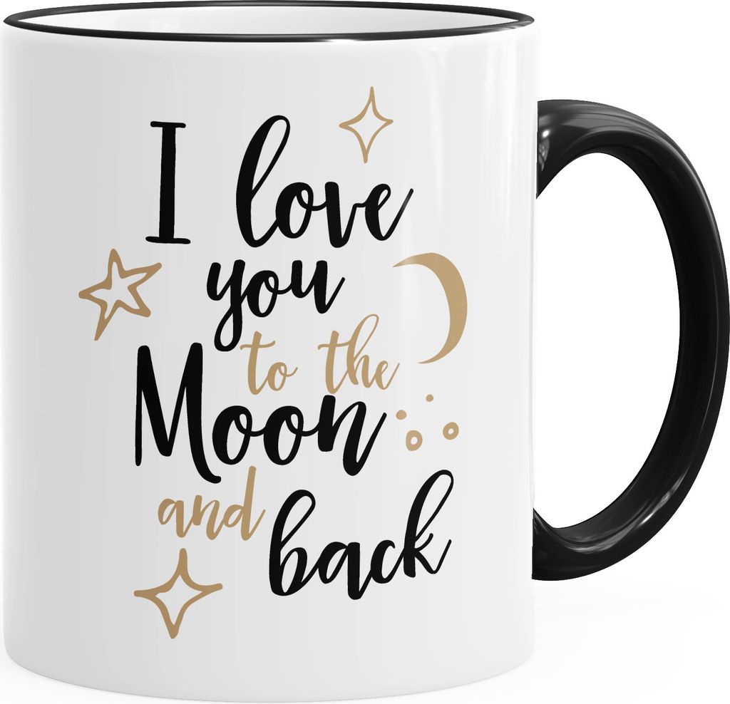 Kaffee-Tasse I love you to the moon and back Geschenktasse Liebe Partnerschaft MoonWorks schwarz unisize