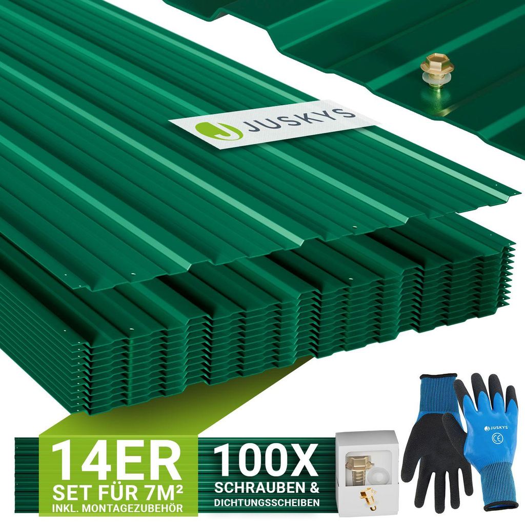 JUSKYS® Profilblech - Grün 14er Set, verzinkter Stahl, Produktbild 