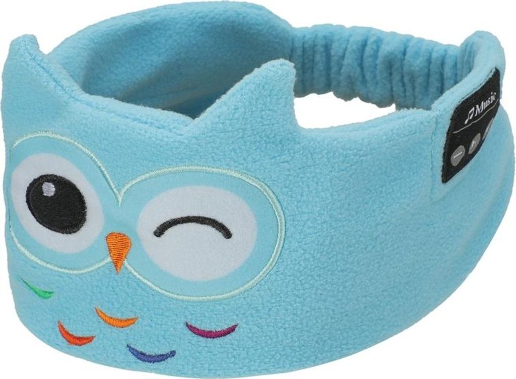 INF Blaue Eule Bluetooth Stirnband - Kabellose Schlaf Kopfhörer, Lange Akkulaufzeit Blau