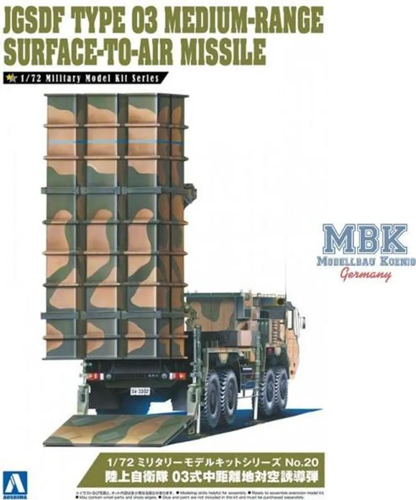 Missile Sol-Air Type 03 JGSDF 1/72 Aoshima Détails Réalistes AO05539