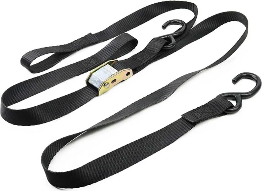 INF Sangles d'arrimage noires 1,8m avec crochets en S - Lot de 2 pièces