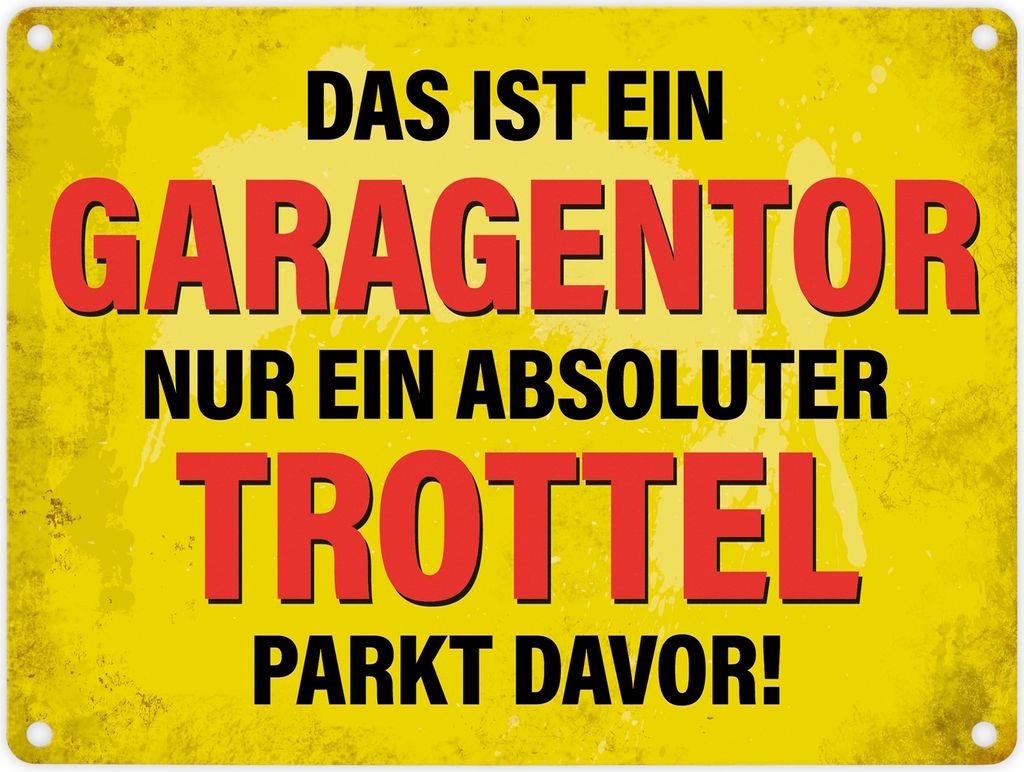 Metallschild mit Spruch: Das ist ein Garagentor, nur ... Metallschild