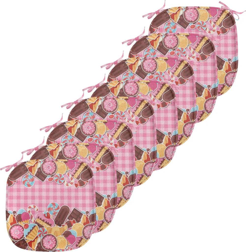 Coussins de chaise anti-taches lot de 8 avec sangles 40x40 cm Rose et Marron