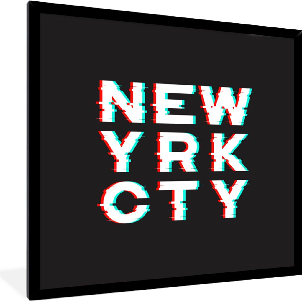 MuchoWow MuchoWow Gerahmtes Poster New York - Stadt - Schwarz 40x40 cm - Poster mit zchwarzem Bilderrahmen - Mit Rahmen - Wanddekoration Schlaf...